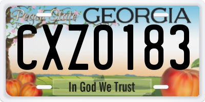 GA license plate CXZ0183