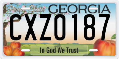 GA license plate CXZ0187