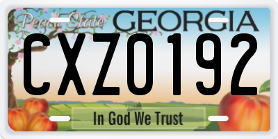 GA license plate CXZ0192
