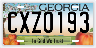 GA license plate CXZ0193