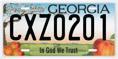 GA license plate CXZ0201