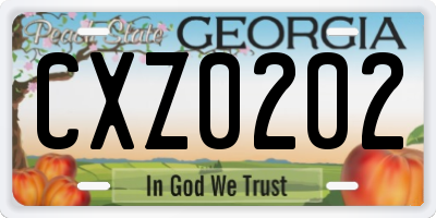 GA license plate CXZ0202