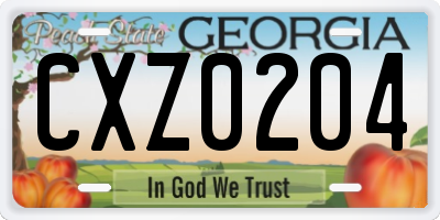 GA license plate CXZ0204
