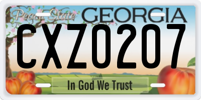 GA license plate CXZ0207