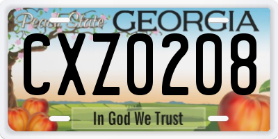 GA license plate CXZ0208