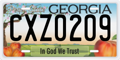 GA license plate CXZ0209