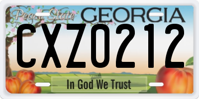 GA license plate CXZ0212