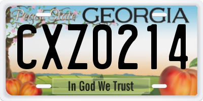 GA license plate CXZ0214