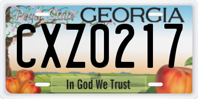 GA license plate CXZ0217