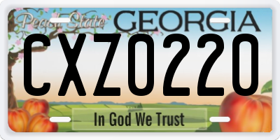 GA license plate CXZ0220