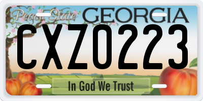 GA license plate CXZ0223