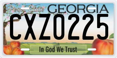 GA license plate CXZ0225