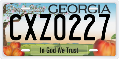 GA license plate CXZ0227