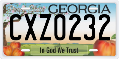 GA license plate CXZ0232