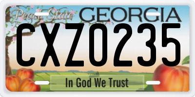 GA license plate CXZ0235