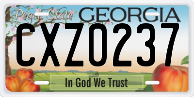 GA license plate CXZ0237