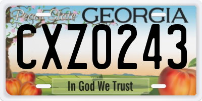 GA license plate CXZ0243