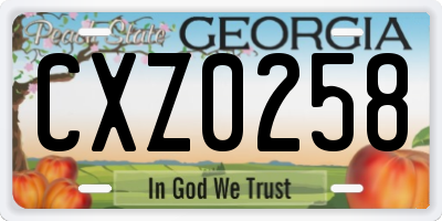 GA license plate CXZ0258