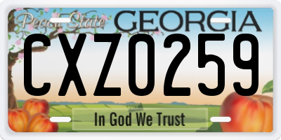 GA license plate CXZ0259