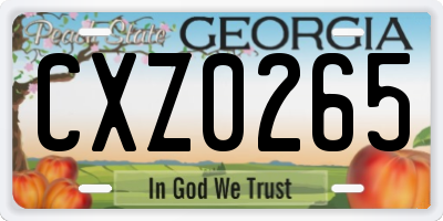 GA license plate CXZ0265