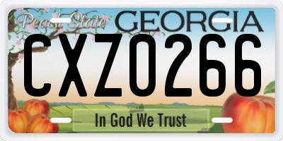 GA license plate CXZ0266