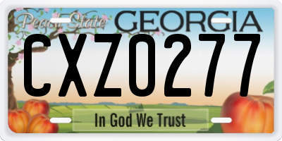 GA license plate CXZ0277