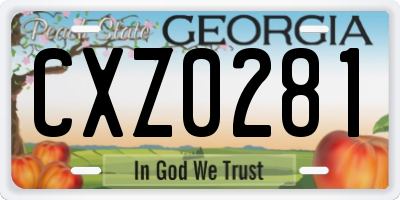 GA license plate CXZ0281