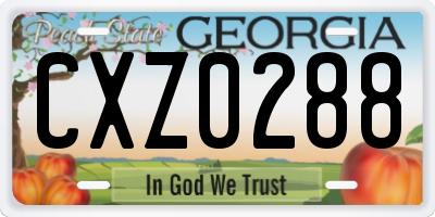 GA license plate CXZ0288