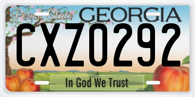 GA license plate CXZ0292