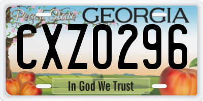 GA license plate CXZ0296