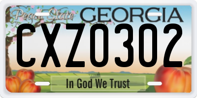GA license plate CXZ0302
