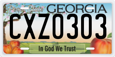 GA license plate CXZ0303