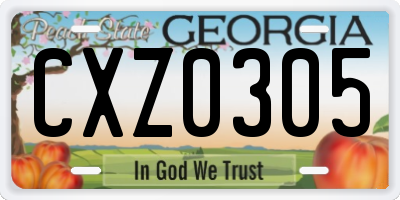 GA license plate CXZ0305