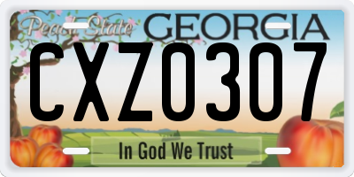 GA license plate CXZ0307