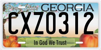 GA license plate CXZ0312