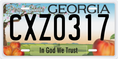 GA license plate CXZ0317
