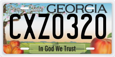 GA license plate CXZ0320