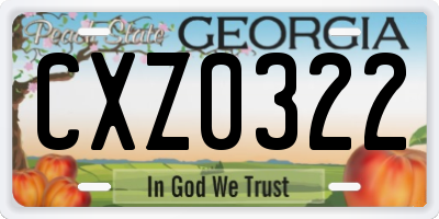 GA license plate CXZ0322