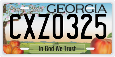 GA license plate CXZ0325