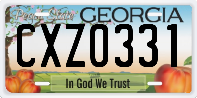 GA license plate CXZ0331