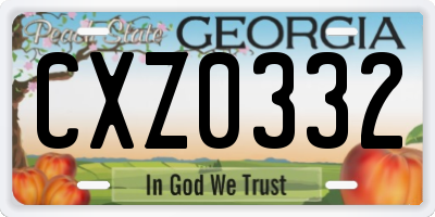 GA license plate CXZ0332
