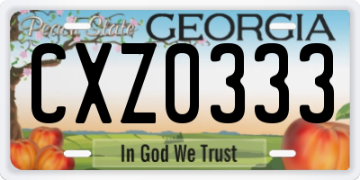 GA license plate CXZ0333