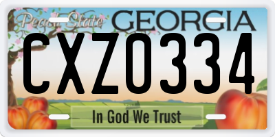 GA license plate CXZ0334