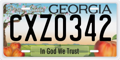 GA license plate CXZ0342