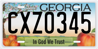 GA license plate CXZ0345
