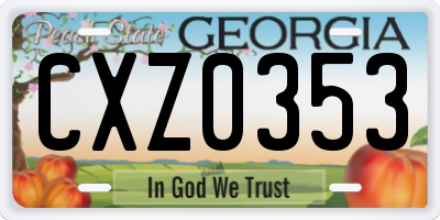 GA license plate CXZ0353