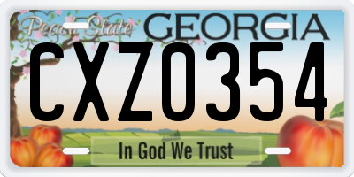 GA license plate CXZ0354