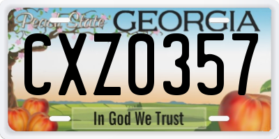 GA license plate CXZ0357