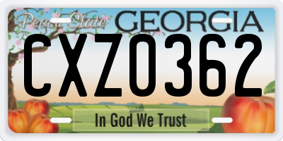 GA license plate CXZ0362
