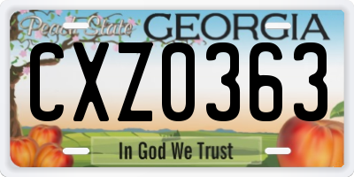 GA license plate CXZ0363